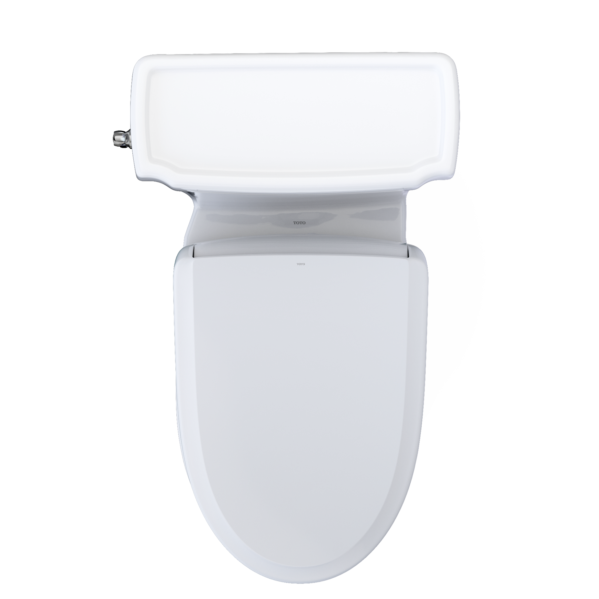 White toilet with bidet attachment on a white background