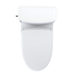 White toilet bowl with seat on a white background
