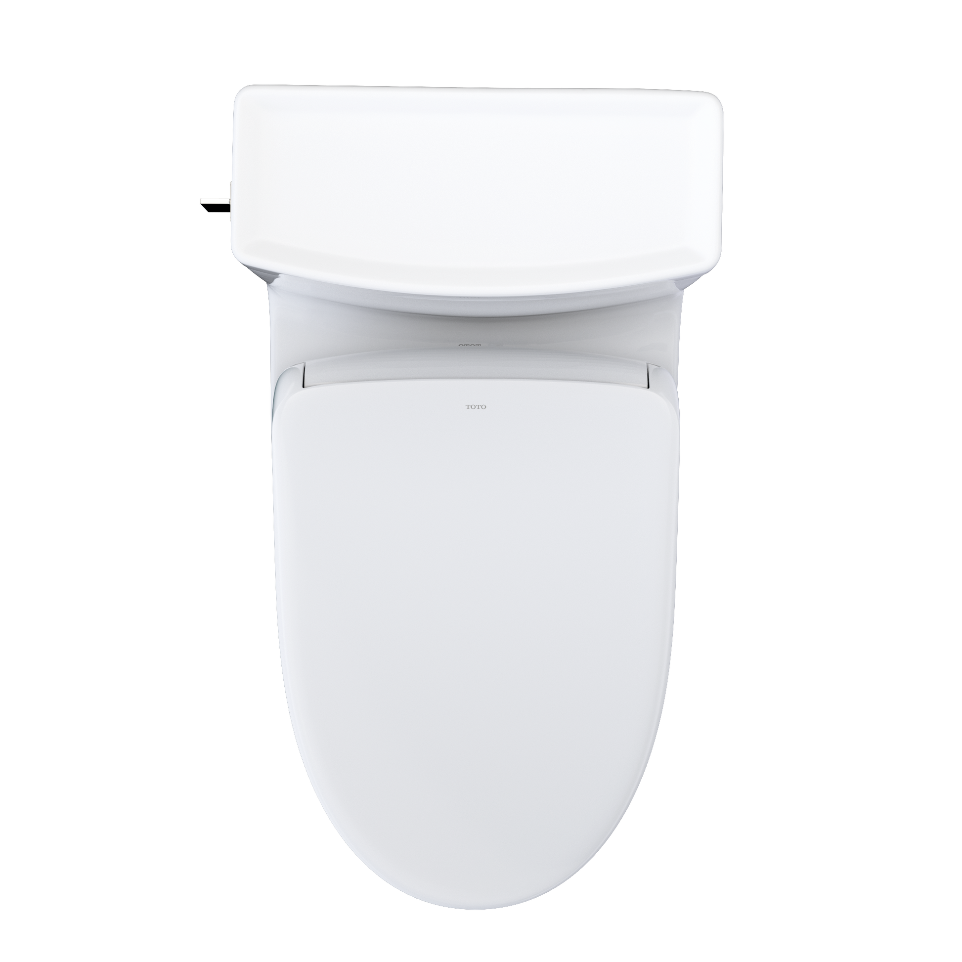 White toilet bowl with seat on a white background