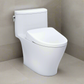 TOTO Nexus Washlet+ toilet with S7A smart bidet in a bathroom with tile floors and beige walls. 