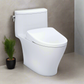 White toilet in a bathroom setting with a small plant nearby