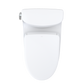 White toilet bowl with tank on a white background