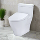 TOTO Aimes Washlet+ toilet with S7A smart bidet in a bathroom with tile floors and beige walls. 