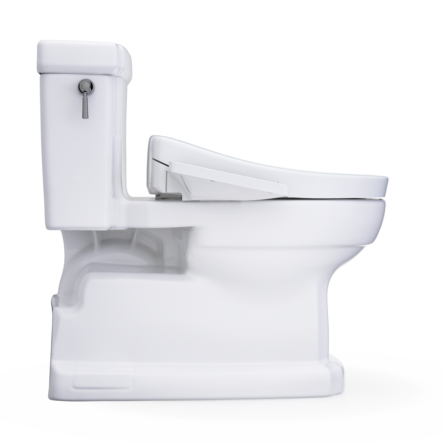 TOTO Guinevere Washlet+ S2 Bidet Toilet side view showing sleek design and bidet features.