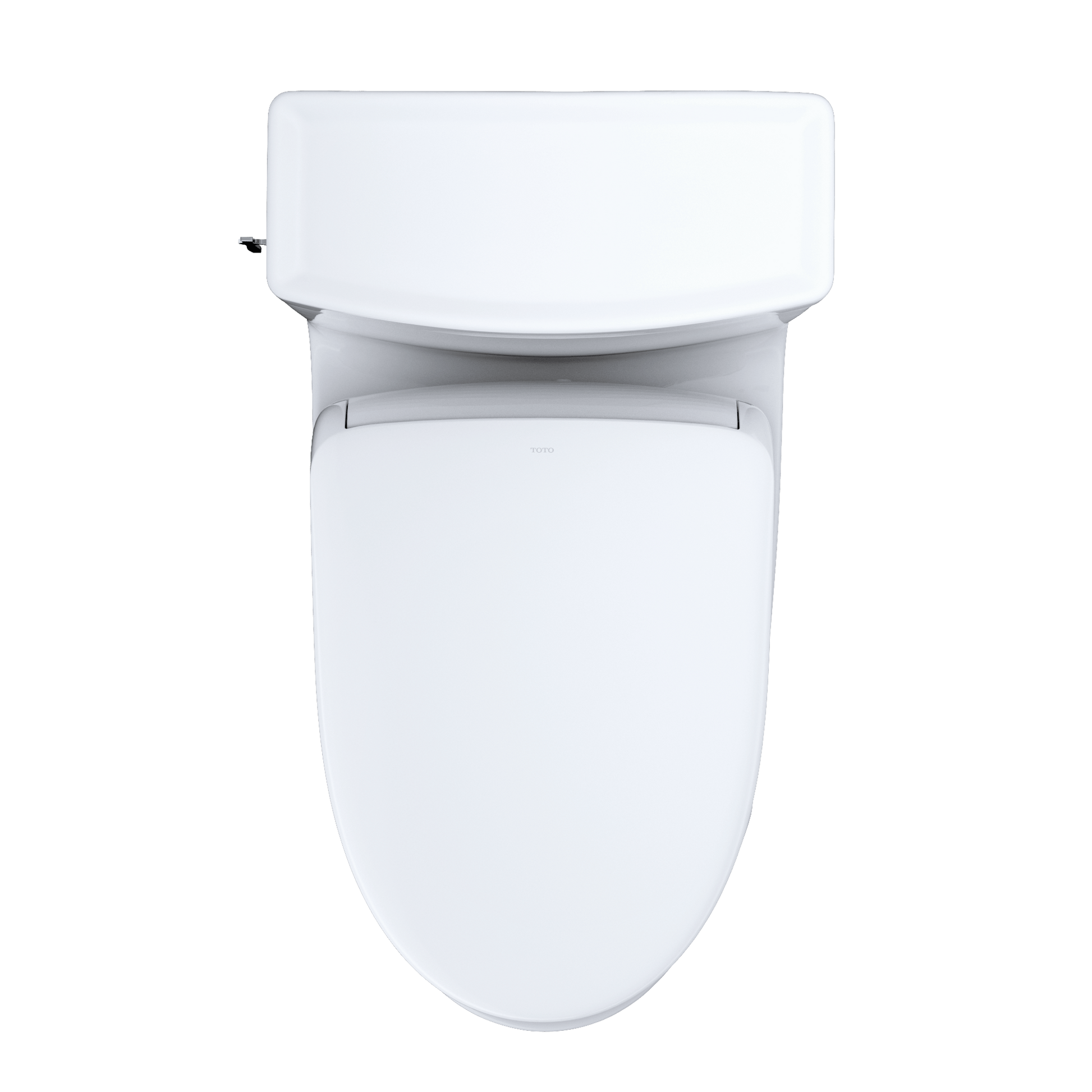 Top view of the TOTO Aimes Washlet+ S7 Bidet Toilet in sleek white design for advanced bathroom technology.