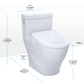TOTO Aimes Washlet+ S7 bidet toilet dimensions with height, width, length, and seat height measurements.