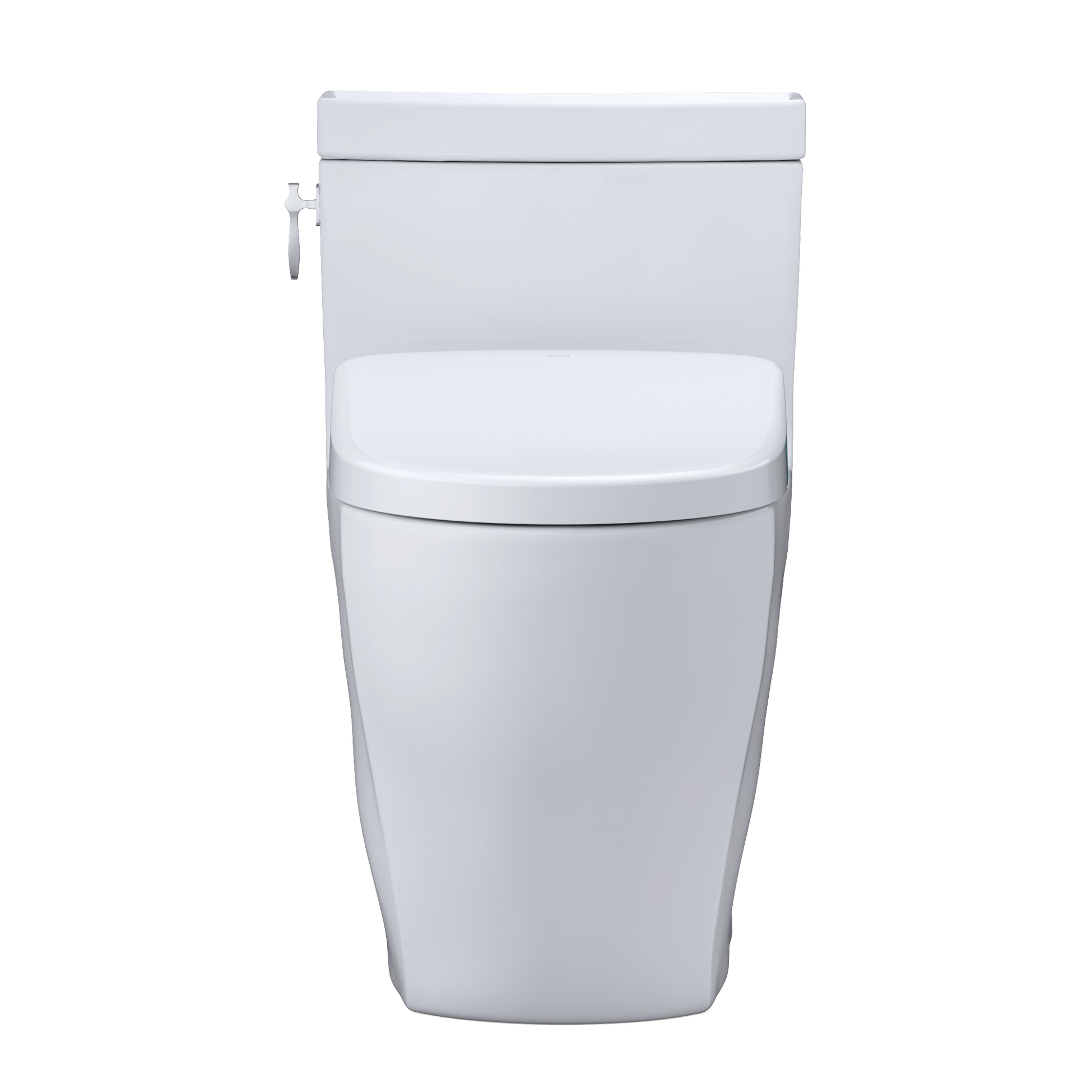 Front view of the TOTO Aimes Washlet+ S7 Bidet Toilet with sleek, modern design and compact form.