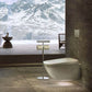 Modern bathroom with a toilet and mountain view