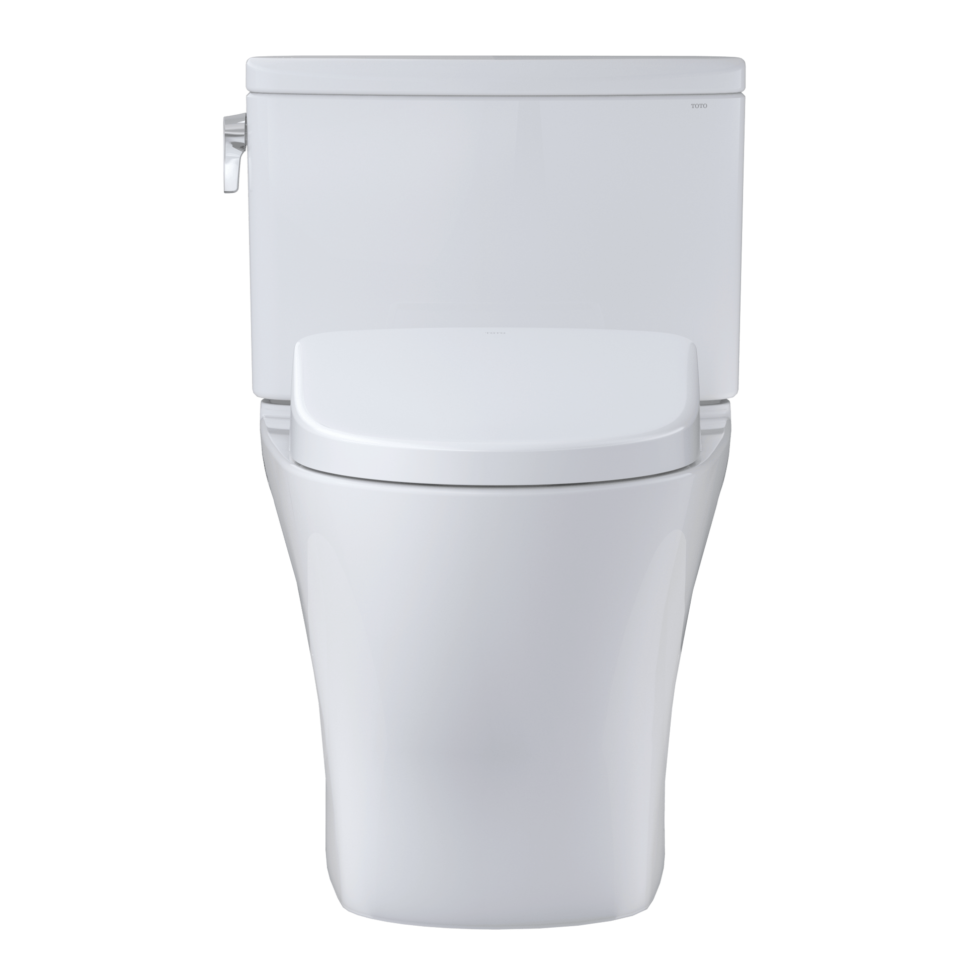 Front view of TOTO Nexus 1G Washlet+ S7A bidet toilet in white, featuring sleek design and advanced flushing technology.