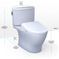 TOTO Nexus 1G Washlet+ S7A bidet toilet dimensions with height, width, and length specifications.