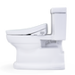 TOTO Guinevere Washlet+ S2 Bidet Toilet side view showcasing its sleek one-piece skirted design.