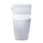 White toilet bowl with seat on a white background