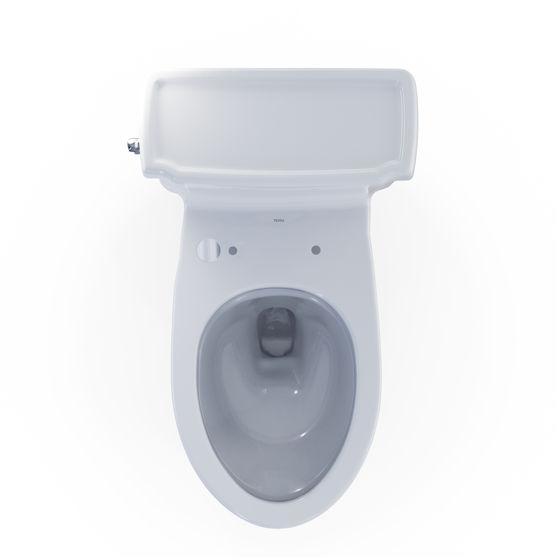 White toilet bowl with tank on a white background