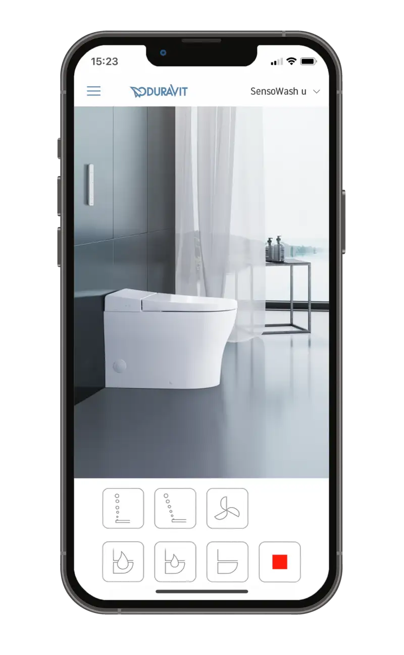 Duravit SensoWash U Smart Toilet with Endless Warm Water, Phone App Control, and Auto Lid