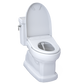 White toilet with open lid on a white background