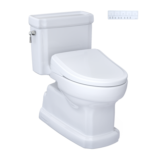 White toilet on white background