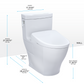 TOTO Aimes white toilet on white background with dimensions labeled