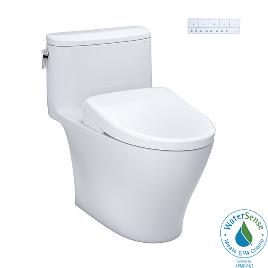 TOTO Nexus One-Piece Washlet+ S7A toilet with bidet seat, featuring WaterSense certification and modern design.