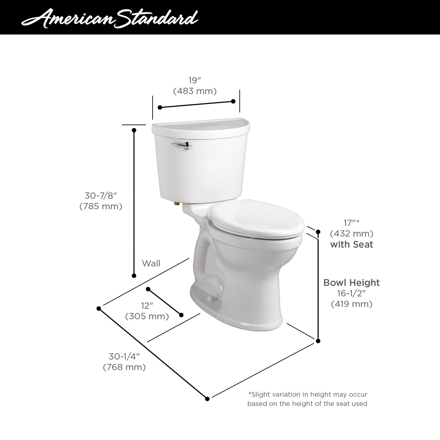 Champion PRO Two-Piece Toilet by American Standard, Chair Height (ADA), Elongated, Highest Rated Flush Force, EverClean Surface  211AA104.020